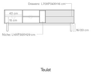 Tmavosivý TV stolík 180x56 cm Corvo - Teulat