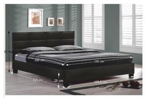 TEMPO Manželská posteľ s roštom, 160x200, čierna ekokoža, MIKEL