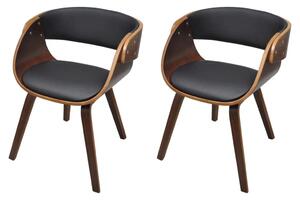 Jedálenské stoličky 2 ks, hnedé, ohýbané drevo a umelá koža