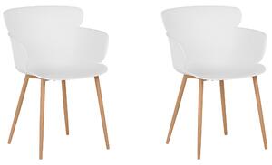 2 dielna sada plastových jedálenských stoličiek biely syntetický materiál kovové nohy ergonomické operadlo moderná obývacia izba