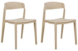 Sada 2 jedálenských stoličiek béžová plastová bez opierok rúk stohovateľné stoličky moderný dizajn jedáleň