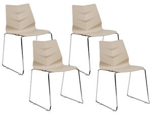 Sada 4 jedálenských stoličiek béžová plastová bez opierok rúk stohovateľné konferenčné stoličky moderný škandinávsky dizajn
