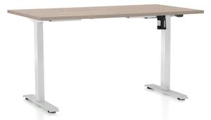 Výškovo nastaviteľný stôl OfficeTech A, 140 x 80 cm, biela podnož, dub