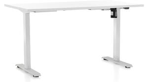 Výškovo nastaviteľný stôl OfficeTech A, 140 x 80 cm, biela podnož, biela