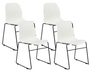 Sada 4 jedálenských stoličiek biela plastová bez opierok rúk stohovateľné konferenčné stoličky moderný škandinávsky štýl