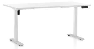 Výškovo nastaviteľný stôl OfficeTech B, 160 x 80 cm, biela podnož, biela