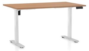 Výškovo nastaviteľný stôl OfficeTech B, 140 x 80 cm, biela podnož, buk