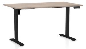 Výškovo nastaviteľný stôl OfficeTech B, 140 x 80 cm, čierna podnož, dub