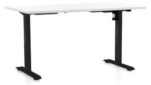 Výškovo nastaviteľný stôl OfficeTech A, 140 x 80 cm, čierna podnož, biela