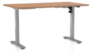Výškovo nastaviteľný stôl OfficeTech A, 140 x 80 cm, sivá podnož, buk
