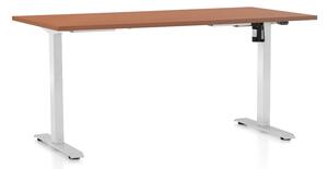 Výškovo nastaviteľný stôl OfficeTech A, 160 x 80 cm, biela podnož, čerešňa