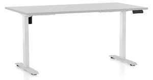 Výškovo nastaviteľný stôl OfficeTech B, 160 x 80 cm, biela podnož, svetlo sivá