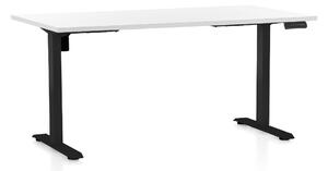 Výškovo nastaviteľný stôl OfficeTech B, 160 x 80 cm, čierna podnož, biela