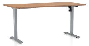 Výškovo nastaviteľný stôl OfficeTech A, 160 x 80 cm, sivá podnož, buk