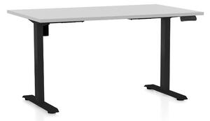 Výškovo nastaviteľný stôl OfficeTech B, 140 x 80 cm, čierna podnož, svetlo sivá