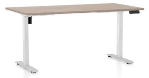 Výškovo nastaviteľný stôl OfficeTech B, 160 x 80 cm, biela podnož, dub