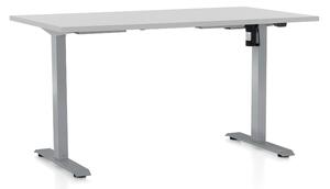 Výškovo nastaviteľný stôl OfficeTech A, 140 x 80 cm, sivá podnož, svetlo sivá