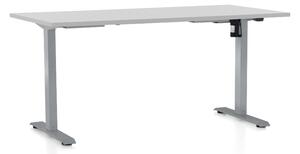 Výškovo nastaviteľný stôl OfficeTech A, 160 x 80 cm, sivá podnož, svetlo sivá