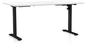 Výškovo nastaviteľný stôl OfficeTech A, 160 x 80 cm, čierna podnož, biela