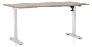 Výškovo nastaviteľný stôl OfficeTech A, 160 x 80 cm, biela podnož, dub