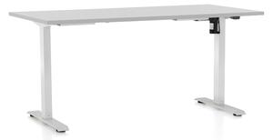 Výškovo nastaviteľný stôl OfficeTech A, 160 x 80 cm, biela podnož, svetlo sivá