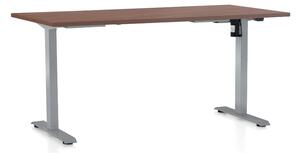 Výškovo nastaviteľný stôl OfficeTech A, 160 x 80 cm, sivá podnož, orech