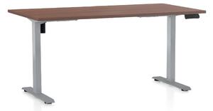 Výškovo nastaviteľný stôl OfficeTech B, 160 x 80 cm, sivá podnož, orech