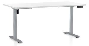 Výškovo nastaviteľný stôl OfficeTech B, 160 x 80 cm, sivá podnož, biela