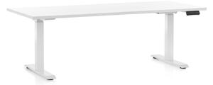 Výškovo nastaviteľný stôl OfficeTech D, 180 x 80 cm, biela podnož, biela