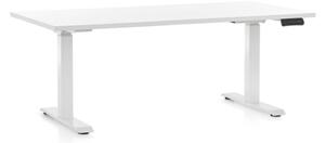Výškovo nastaviteľný stôl OfficeTech D, 160 x 80 cm, biela podnož, biela