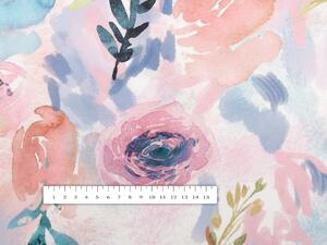 Biante Zamatový oválny obrus Tamara TMR-030 Ružovo-modré akvarelové kvety 50x100 cm