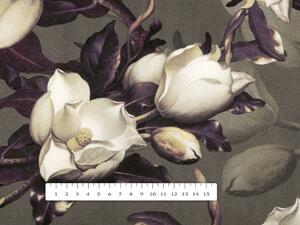 Biante Zamatový záves Tamara TMR-034 Kvety gardénie na hnedosivom 135x140 cm