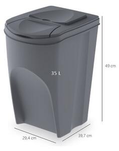 Set košov na triedený odpad, 3 x 35 l, sivá