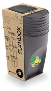 Set košov na triedený odpad, 3 x 35 l, sivá