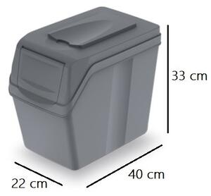 Set košov na triedený odpad, 3 x 20 l, sivá
