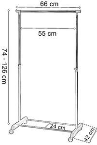 ViaDomo Via Domo - Pojazdný kovový vešiak Gemma - biela/chróm - 66x74-126x42 cm