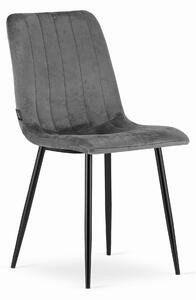 Sivá zamatová stolička LAVA s čiernymi nohami