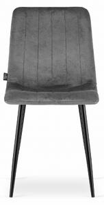 Sivá zamatová stolička LAVA s čiernymi nohami