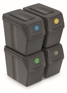 Set košov na triedený odpad, 4 x 20 l, sivá