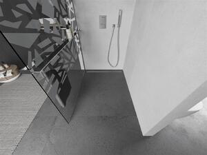 Mexen Kioto+, sprchová zástena s poličkou a držiakom na uteráky 70 x 200 cm, 8mm číre sklo vzor biely, chrómový profil, 800-070-121-01-85