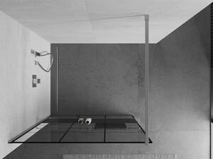 Mexen Kioto+, sprchová zástena s poličkou a držiakom na uteráky 120 x 200 cm, 8mm číre sklo vzor čierny rám, chrómový profil, 800-120-121-01-77