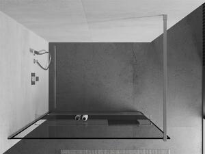 Mexen Kioto+, sprchová zástena s poličkou a držiakom na uteráky 130 x 200 cm, 8mm číre sklo vzor čierny rám, chrómový profil, 800-130-121-01-70