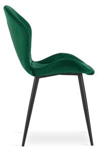 Zelená zamatová stolička TERNI s čiernymi nohami