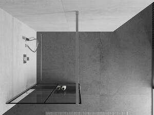 Mexen Kioto+, sprchová zástena s poličkou a držiakom na uteráky 90 x 200 cm, 8mm číre sklo vzor čierny rám, chrómový profil, 800-090-121-01-77