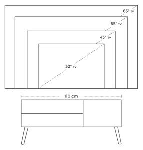 VASAGLE TV stolík - biela - 110x40x49, 5 cm
