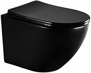 MEXEN - Lena WC misa Rimless, WC sedátko so spomaľovacím mechanizmom, Slim, duroplast - čierna matná - 30221085