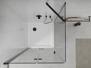 Mexen Lima, sprchovací kút so skladacími dverami 70 (dvere) x 70 (stena) cm, 6mm číre sklo, čierny profil + slim sprchová vanička biela s čiernym sifónom, 856-070-070-70-00-4010B