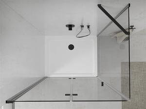 Mexen Lima, sprchovací kút so skladacími dverami 80 (dvere) x 100 (stena) cm, 6mm číre sklo, čierny profil + slim sprchová vanička biela s čiernym sifónom, 856-080-100-70-00-4010B