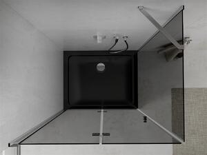Mexen Lima, sprchový kút so skladacími dverami 100 (dvere) x 80 (stena) cm, 6mm šedé sklo, chrómový profil + slim sprchová vanička čierna + chrómový sifón, 856-100-080-01-40-4070