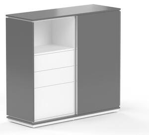 Stredná skriňa Creator 123,2 x 44,5 x 115,5 cm, biela / antracit